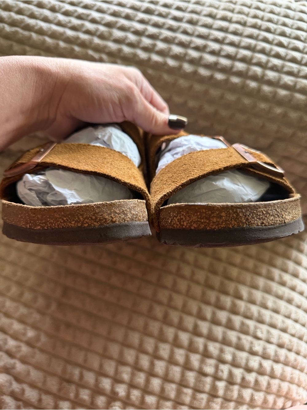Birkenstock Suede Two-Buckle Slide Sandals in Brown - Picture 7 of 13